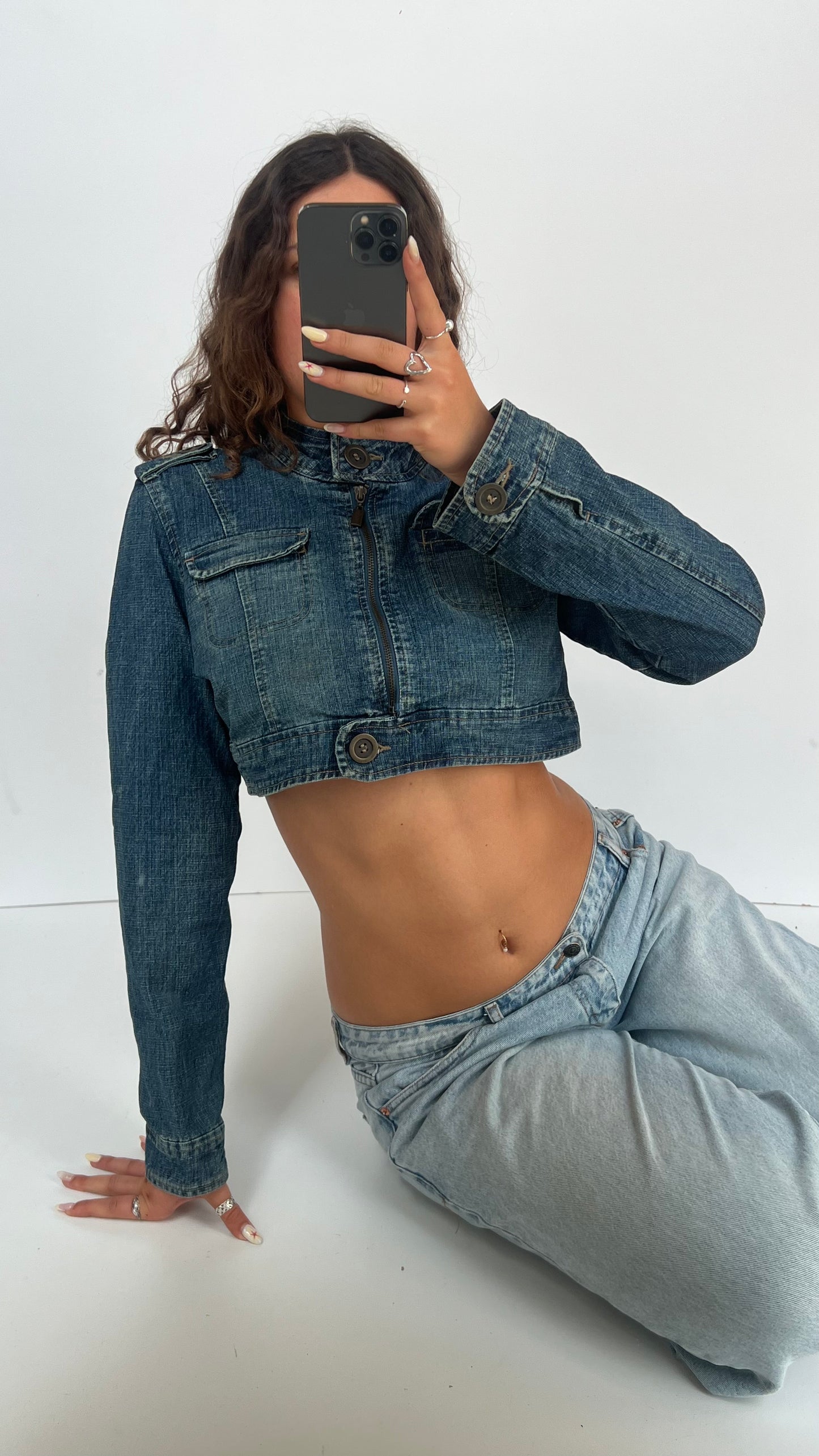 00s cropped denim jacket- size M/L