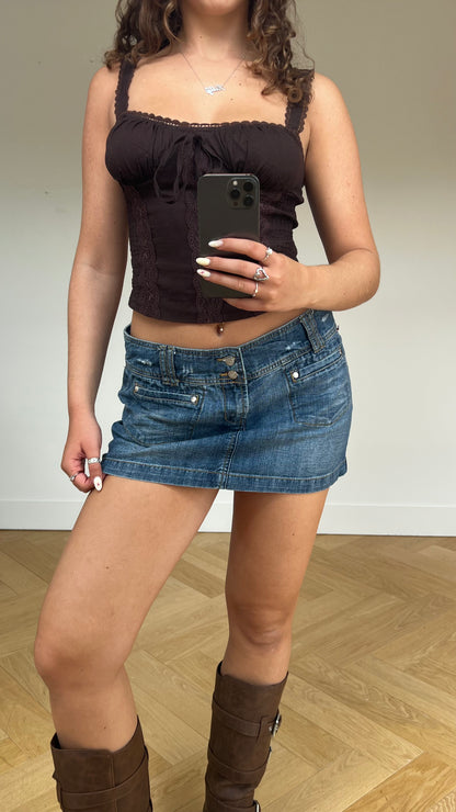 00s denim mini skirt- size L
