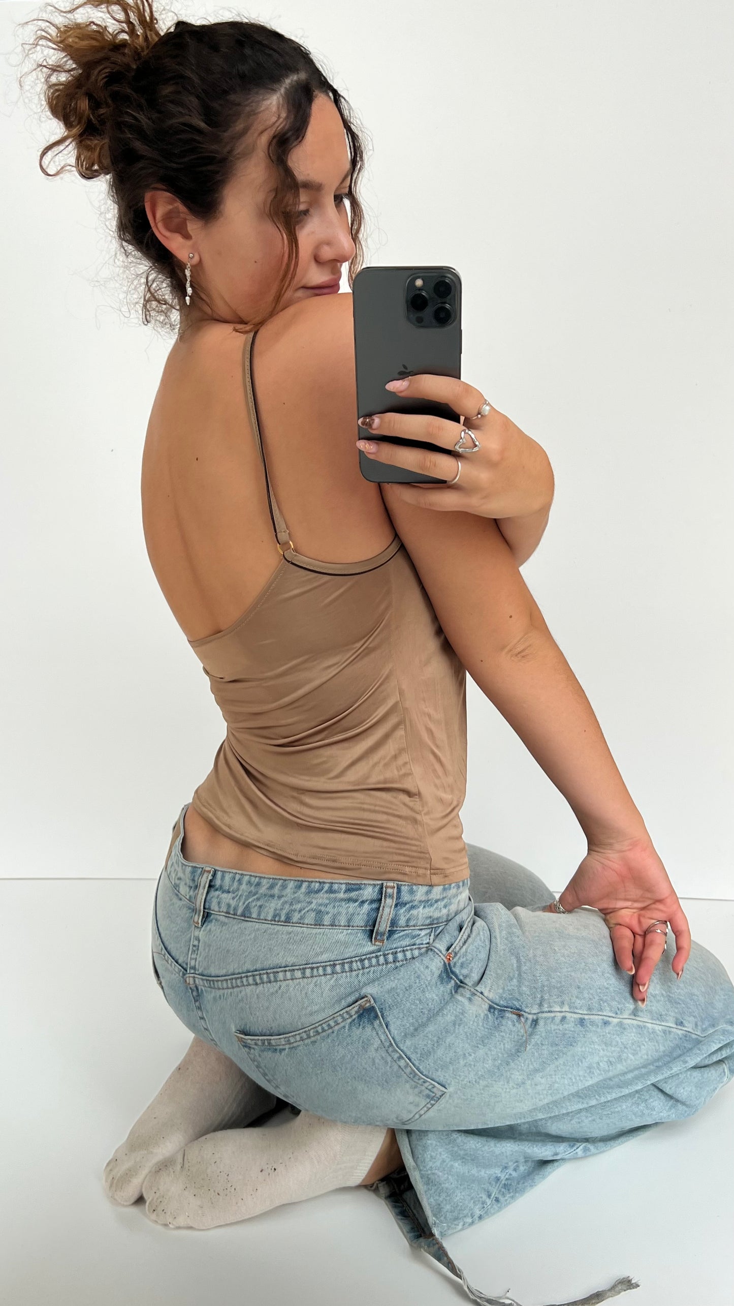 00s brown embroidered cami- size M