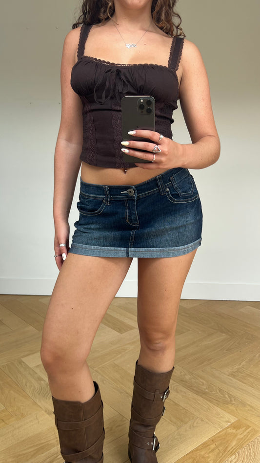 00s denim mini skirt- size M
