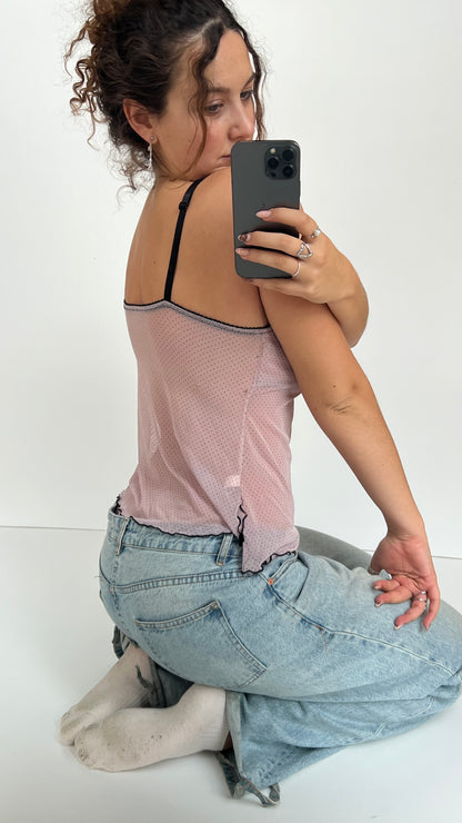 00s pink polka dot babydoll corset- size M