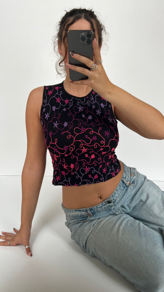 00s Morgan De Toi black pink tank top- size XS