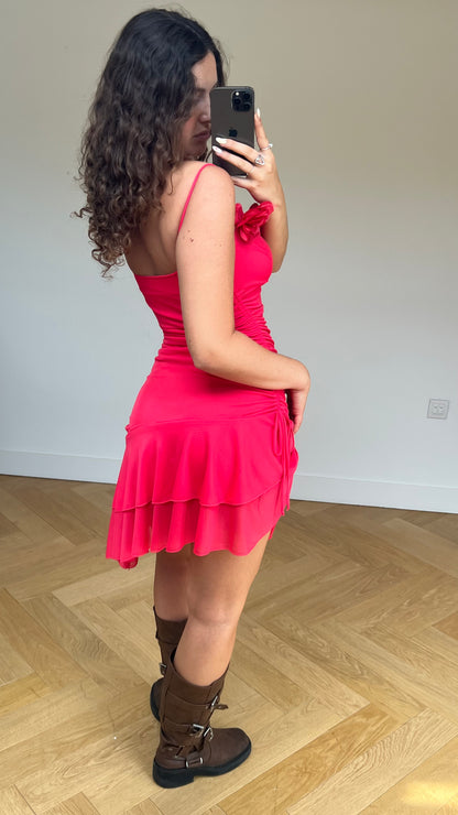 00s pink mesh mini dress- size S